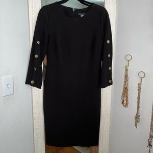 Tommy Hilfiger black shift dress. size 6. Gold button detail